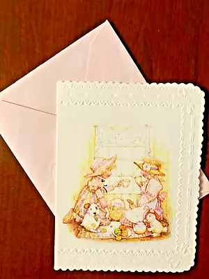 Vintage Holly Hobbie Tea Party Embossed Greeting Card Unused • $5