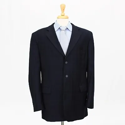 Jack Victor 48L Navy Sport Coat Blazer Jacket Check 3B Wool • $74.99