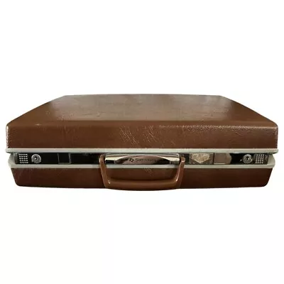 Samsonite Brown Hard Shell Plastic Metal Vintage Briefcase With Key • $35