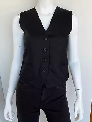 Zara Black Linen Blend Button Front Vest Size XS • $40