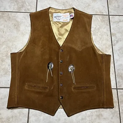 VTG Schott Kenny Rogers Brown Suede Leather Vest Mens Size Large Western Cowboy • $39.99
