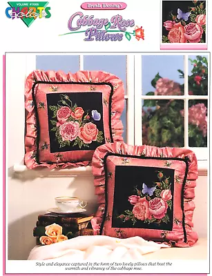 Color Charts CABBAGE ROSE PILLOWS 2 Cross Stitch Charts/Leaflet Only ~ Flowers • $3.50