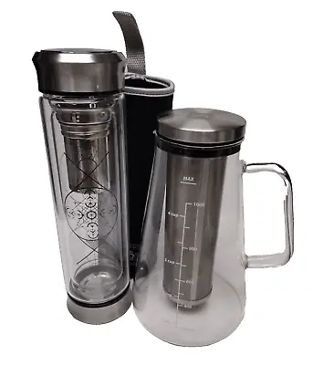 Combo CHEFMAN & TEABLOOM INSULATED GLASS Brew Tumbler 450ml  Tea/Coffee/Water • $39.95