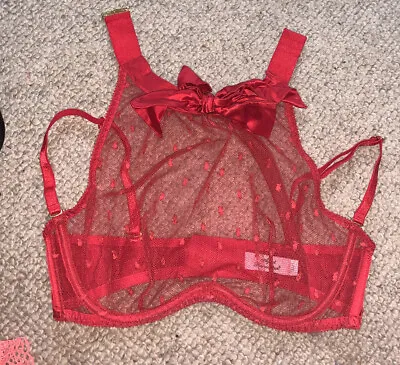 £5 • Buy Stunning Red Lace Halter Neck Underwired Bra Size 3(32 E ) By Agent Provocateur 