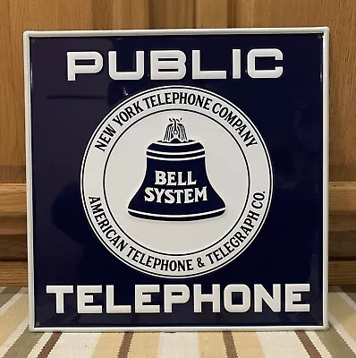 Public Telephone Sign Vintage Style Wall Decor New York American Gas Oil Garage • $55