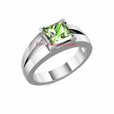 Natural Peridot Gemstone With 925 Sterling Silver Ring For Men's #5099 • £77.88