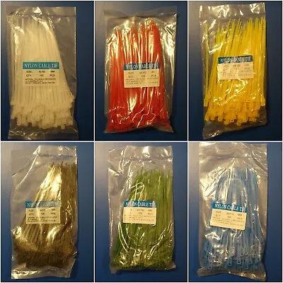 100PC Reusable Releasable Cable Zip Ties Nylon Different Colours Available • £4.99