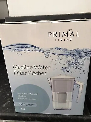 £6.99 • Buy Alkaline Water Filter Jug Pitcher By Primal Living 2.5L New In Box