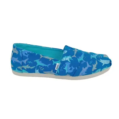 Toms Alpargata Glow In The Dark Shoes Shark Print Women Size 5.5 Blue Slip On • £28.50