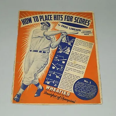 $6.50 • Buy 1934 - 1939 Series Wheaties Baseball Cereal Box Back Panel - Ernie Lombardi Reds