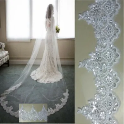 UK Extra Long 3 Metre 118 Inch Cathedral Bridal Wedding Veil + COMB White Ivory • £10.99