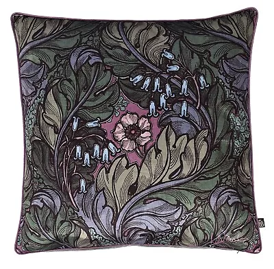 Laurence Llewelyn-Bowen Velvet Floral Sofa Scatter Cushion Cover 55x55cm Green • £13.50