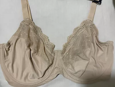 M&S UNDERWIRED NONPADDED MINIMISER FULL CUP Bra With LACE In ROSE QUARTZ Sz 44C • £12.99