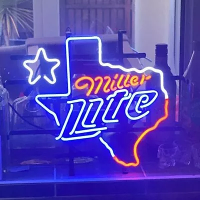 Neon Light Sign Lamp For Miller Lite Beer 17 X14  Lone Star Texas Wall Decor Bar • $120.98