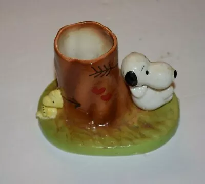 VINTAGE SNOOPY & WOODSTOCK PENCIL HOLDER/SMALL PLANTER (3.0  X 4.5 ) Pre-Owned  • $29.88