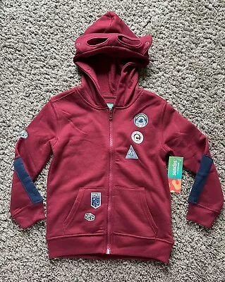 NEW Youth Boys Explorer Astronaut Hoodie Full Zip With Snap Away Eye Mask Size 5 • $12.99