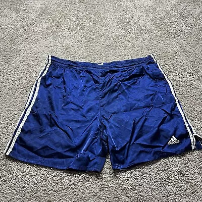 Adidas Nylon Shorts Vintage 1990s Sprinter Shiny Satin Retro Large Stripes • $32.95