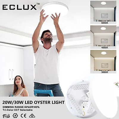 20W/30W LED Ceiling Light Round Oyster Light Celling Lamp CCTChangeable Dimmable • $29.99