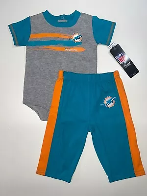 Miami Dolphins 2pc Creeper & Pant Set Little Rushers Infant Baby • $16
