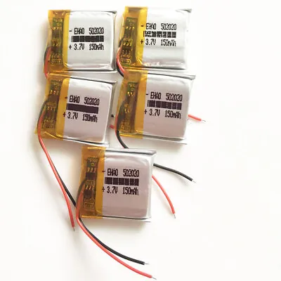 5 PCS 3.7V 150mAh 502020 Lipo Polymer Rechargeable Battery For MP3 GPS Bluetooth • £13.19