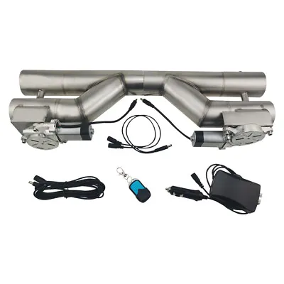 2.5'' Double Electric Exhaust Valve Downpipe Cutout Kit Dual-flap Remote Control • $177.65