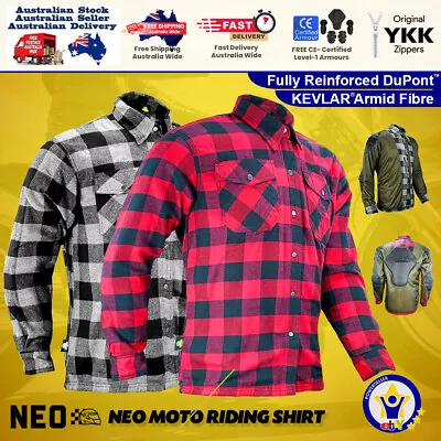 Men’s CE Armour Motorbike Biker Sport Flannel Motorcycle Shirt Made With Kevlar • $129