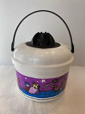 McDonald’s Halloween Pail Black Bat Bucket 1999 Cookie Cutter Lid Happy Meal EUC • $10.95