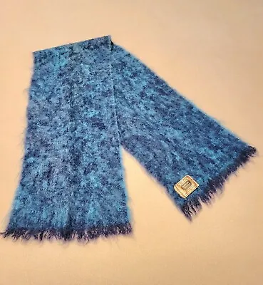 Donegal Designs Vintage Blue Teal 70% Mohair 30% Wool Scarf Ireland Beautiful  • $25