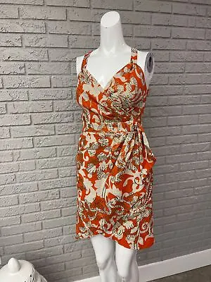 An Original Milly Of New York Orange & Gold Metallic Sheath Dress Size 0 • $75