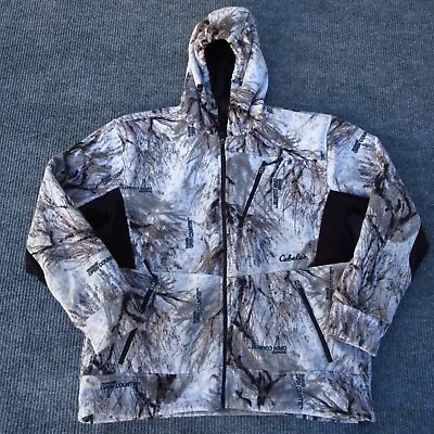 Cabela's Mens Fleece Jacket Open Country Camo Wind Stopper Size Large Hooded • $49.99