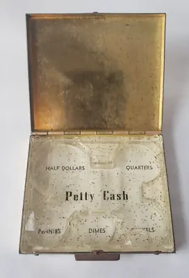 Vintage Gold Tone Change Tin Box - Petty Cash - Coins Up To Half Dollars - BD • $24.99