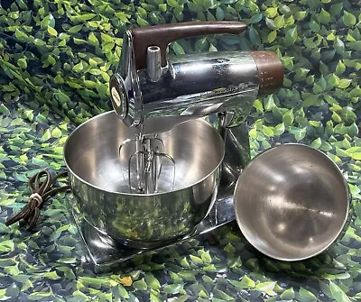 SUNBEAM Vintage DELUXE MIXMASTER MIXER 1080 Chrome Brown  (No Bowl Base) • $54