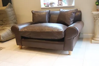 £970 • Buy Designer Conran Dark Brown Leather Sofa / Cuddler Loveseat New £3200