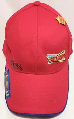 Sonic Drive In Baseball Cap Hat Employee Uniform Red Embroidered Logo With Pin • $14.45