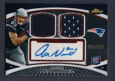 Aaron Hernandez 2010 Topps Finest RC AUTO JERSEY PATCH DUAL  SP (135/350) • $199