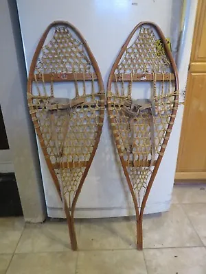 Vintage Wooden Snowshoes Size   43`` Long By  13`` Wide  Nice   (3551 • $59.99