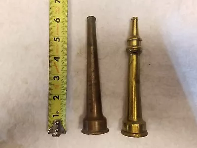 (2) 6  VINTAGE FIRE FIGHTERS TAPERED BRASS HOSE NOZZLES 3/4 Hose Old  • $12