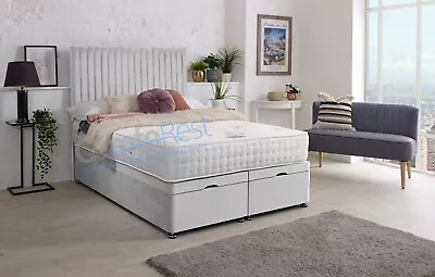 Ottoman Storage Divan Bed + Free 24  Malia Headboard -3ft/4ft/4ft6/5ft/6ft  • £274.55