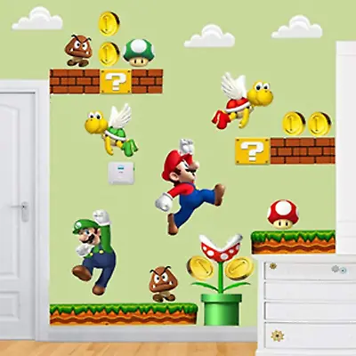 -Super Mario Brothers Wall Decals - Super Mario Build A Scene Vinyl Wall Sticker • $23.60