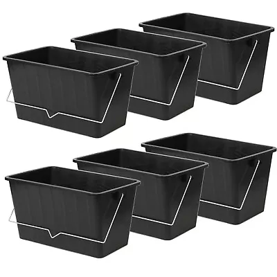 £25.25 • Buy 6pcs 15L Black Paint Scuttle W/ Metal Handle Large Rollers Plastic Ribbed Bucket