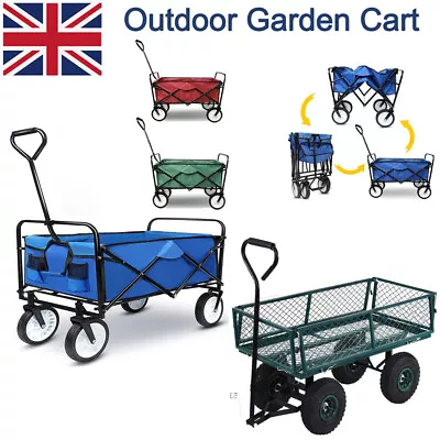 Foldable Collapsible Camping Outdoor Garden Trolley Cart Wagon Truck Wheelbarrow • £43.79