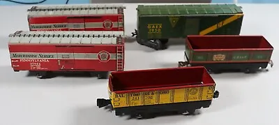 Vintage Marx Tin O Gauge Train Cars Lot Of 5 Mixed Litho • $44.98