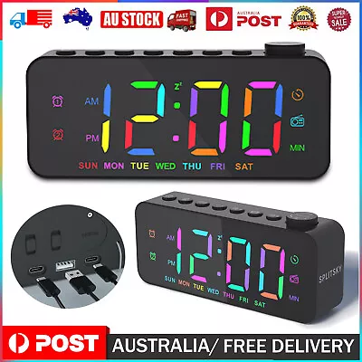 Digital Alarm Clock Time Weekend Temperature FM Radio Bedside Snooze LED Clocks • $28.21