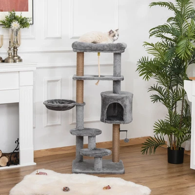 £46.99 • Buy Cat Tree Tower W/ Scratching Post Hammock Hanging Ball Condo Teasing Rope