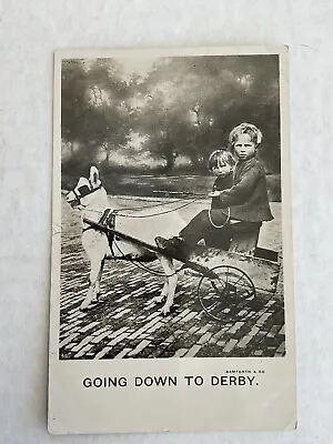 Children In Cart Drawn By Goat~boys~Going Down To Derby~Bamforth Real Photo • $4.63