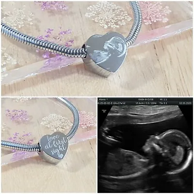 Baby Shower Gift Scan Photo Engraved Charm Personalised Baby Mother To Be • £9.99