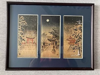 3 Kyoto Japan Miniature Woodblock Prints Framed  Benji Asada Original Vintage • $145
