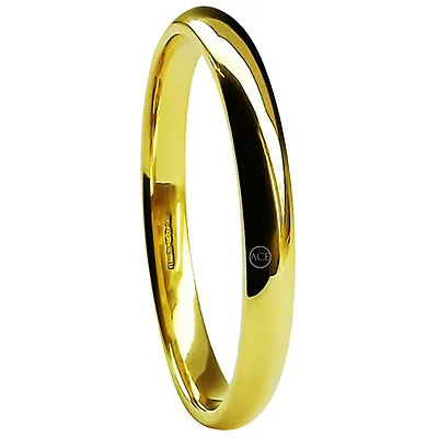 18ct Yellow Gold Blend Court Wedding Rings UK HM Bands 2mm 3mm 4mm 5mm 6mm NEW • £201.11