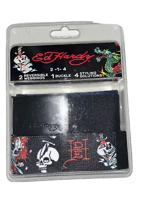 Ed Hardy Reversible 2-1-4 Belt 2 Pack Skull And Lightning • $42