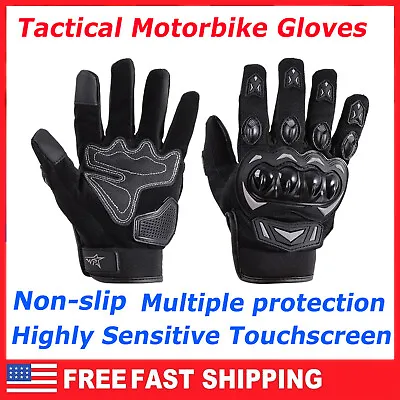 Motorcycle Gloves Touchscreen Tactical Full Finger For Dirt Bike Black Non-slip • $11.29
